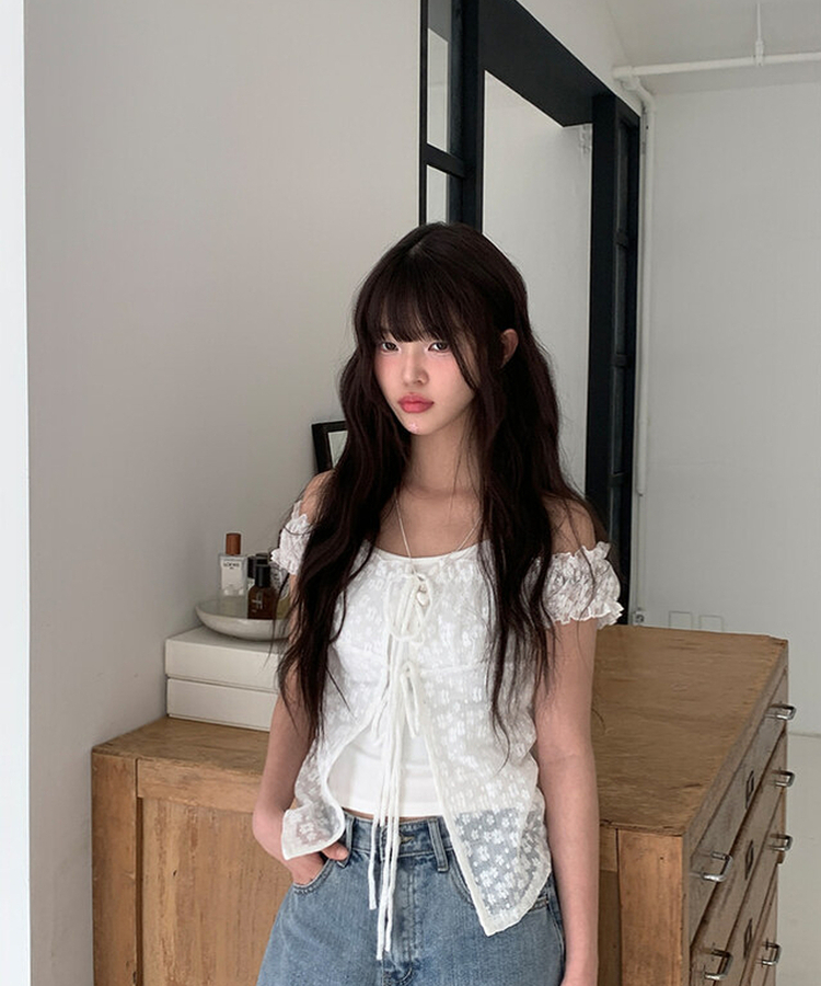 レイヤードホールターレースTシャツ WHITE