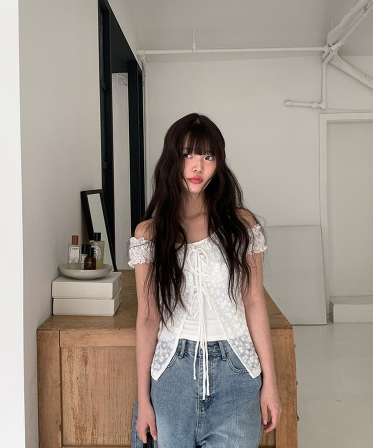 レイヤードホールターレースTシャツ WHITE