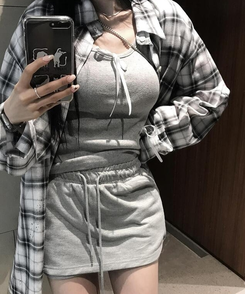 ミニスカート リベットトレーニングスカート GREY