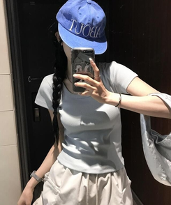 半袖Tシャツ ホリックリブ半袖Tシャツ(7color) SKYBLUE