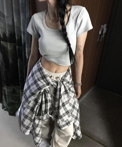 半袖Tシャツ ホリックリブ半袖Tシャツ(7color) SKYBLUE