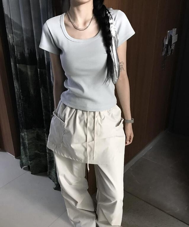 ホリックリブ半袖Tシャツ(7color) SKYBLUE