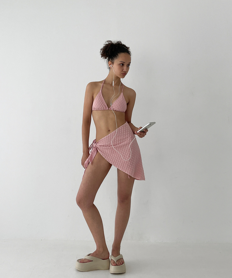 【3SET】【カップ付き】フェイサビキニ PINK