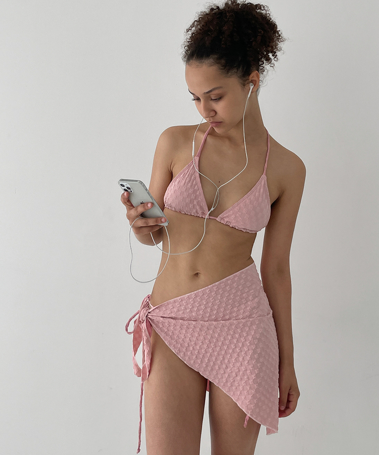 【3SET】【カップ付き】フェイサビキニ PINK