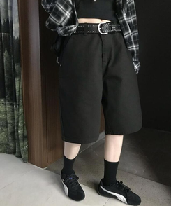 ショートパンツ コットンバミューダパンツ BLACK