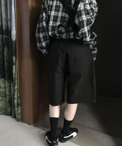 ショートパンツ コットンバミューダパンツ BLACK