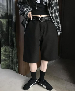 ショートパンツ コットンバミューダパンツ BLACK