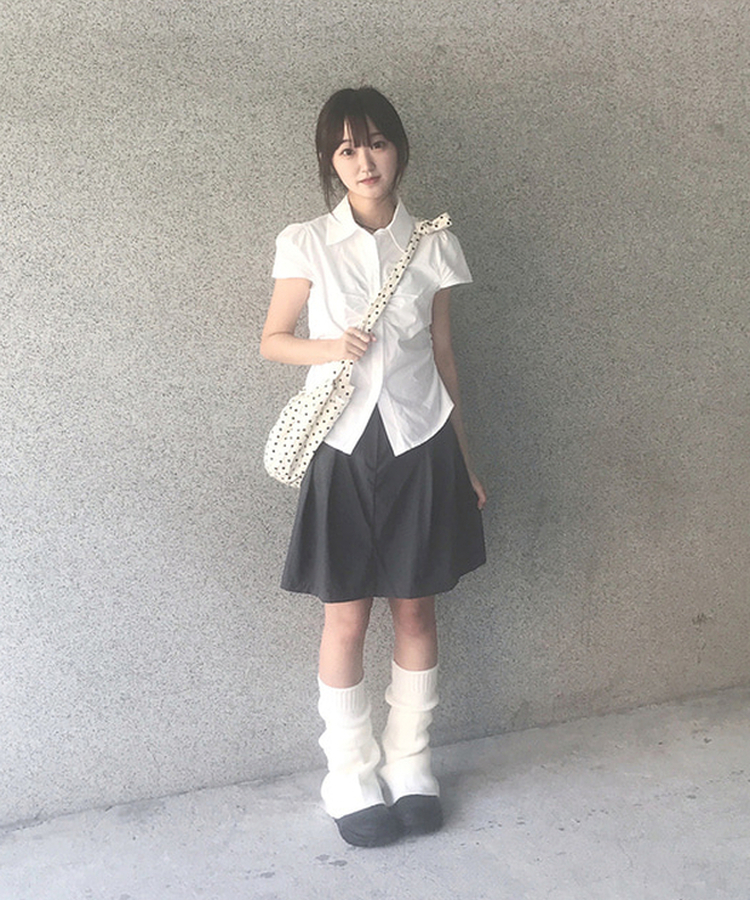 ピンタックAラインナイロンミディスカート CHARCOAL