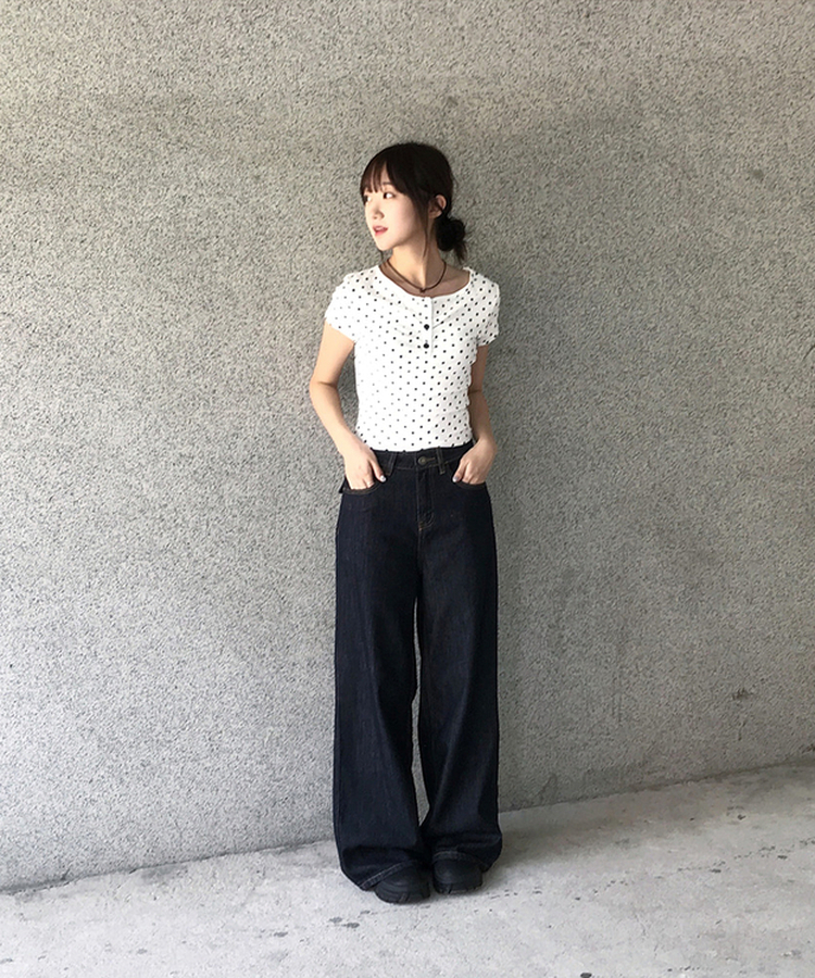 デニム 【丈別】ポケットセミワイドデニムパンツ DEEP BLUE