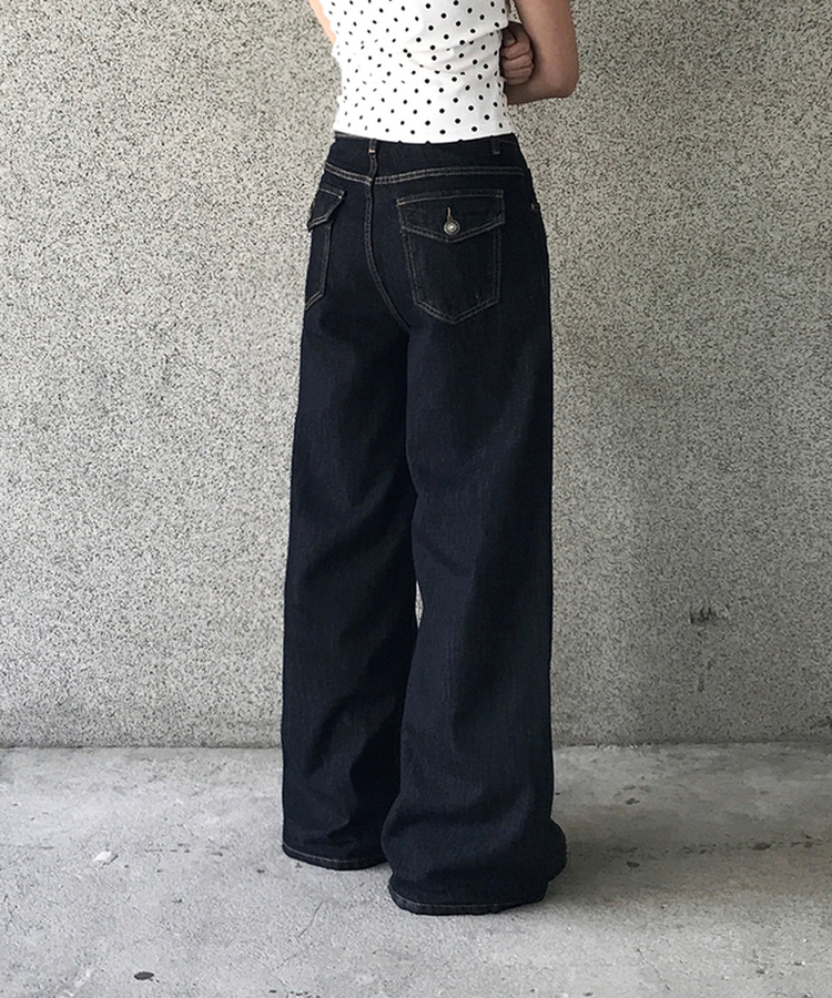 デニム 【丈別】ポケットセミワイドデニムパンツ DEEP BLUE