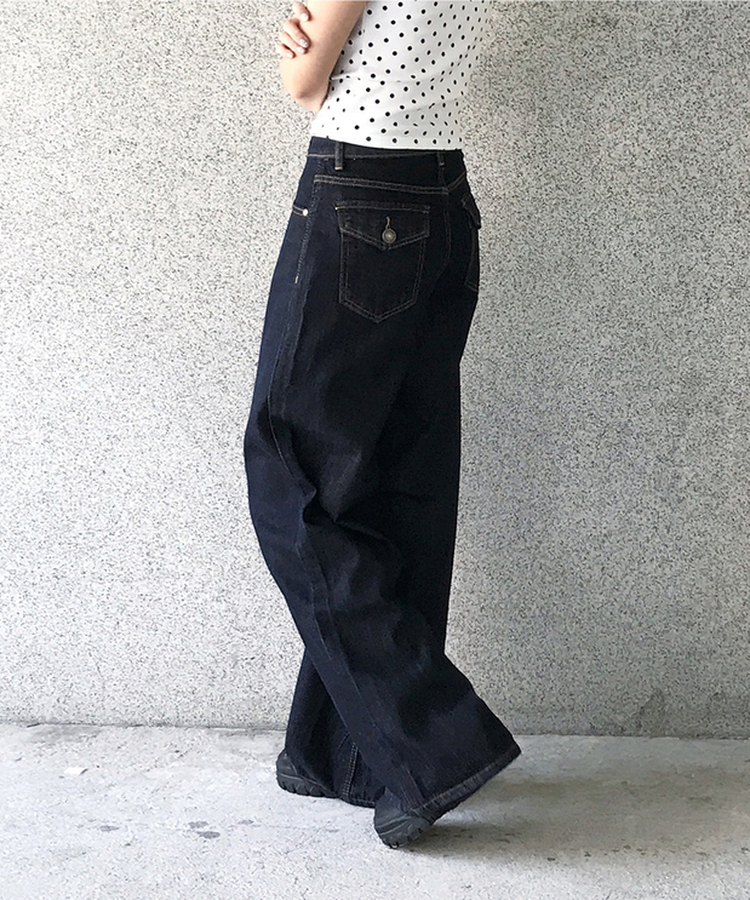 デニム 【丈別】ポケットセミワイドデニムパンツ DEEP BLUE