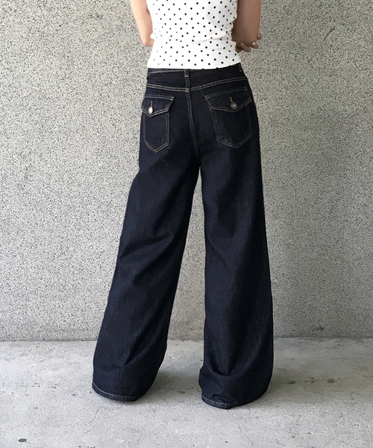 デニム 【丈別】ポケットセミワイドデニムパンツ DEEP BLUE