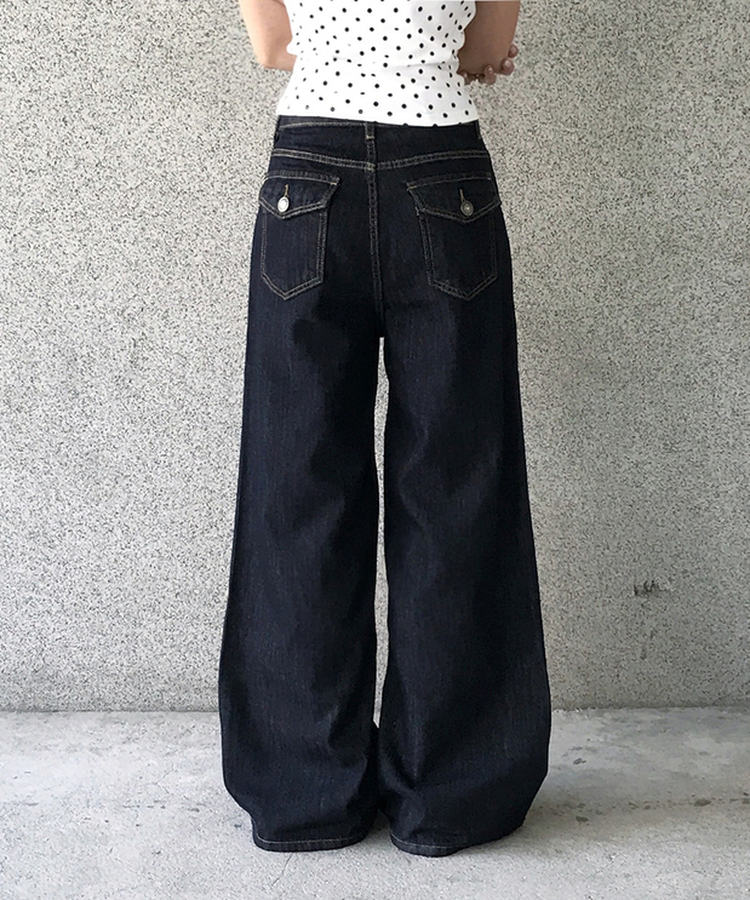 デニム 【丈別】ポケットセミワイドデニムパンツ DEEP BLUE