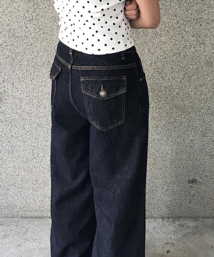 デニム 【丈別】ポケットセミワイドデニムパンツ DEEP BLUE