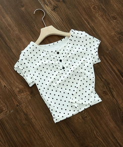 半袖Tシャツ ドットシャーリングボタン半袖Tシャツ