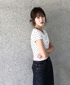 半袖Tシャツ ドットシャーリングボタン半袖Tシャツ WHITE