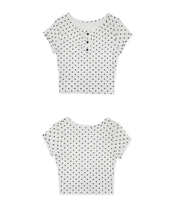 半袖Tシャツ ドットシャーリングボタン半袖Tシャツ