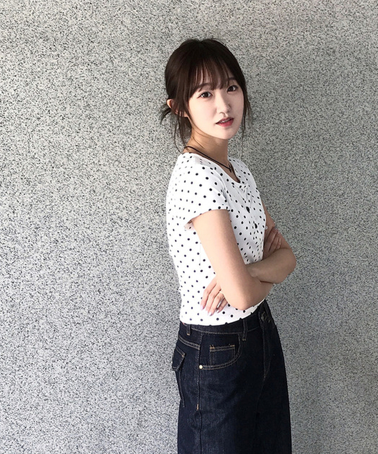 ドットシャーリングボタン半袖Tシャツ WHITE