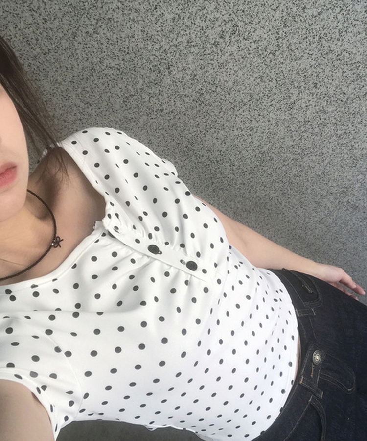 ドットシャーリングボタン半袖Tシャツ WHITE