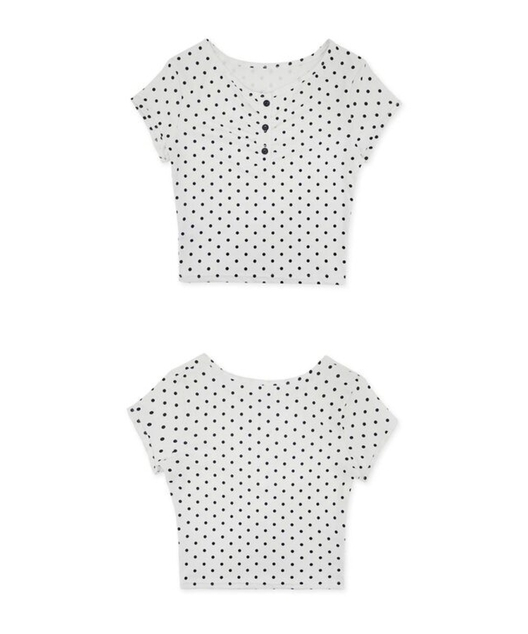 ドットシャーリングボタン半袖Tシャツ