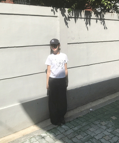 クローバーセミクロップ半袖Tシャツ WHITE