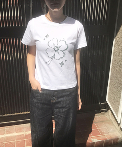 クローバーセミクロップ半袖Tシャツ WHITE