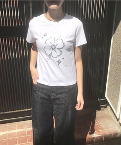 クローバーセミクロップ半袖Tシャツ WHITE
