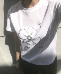 クローバーセミクロップ半袖Tシャツ WHITE