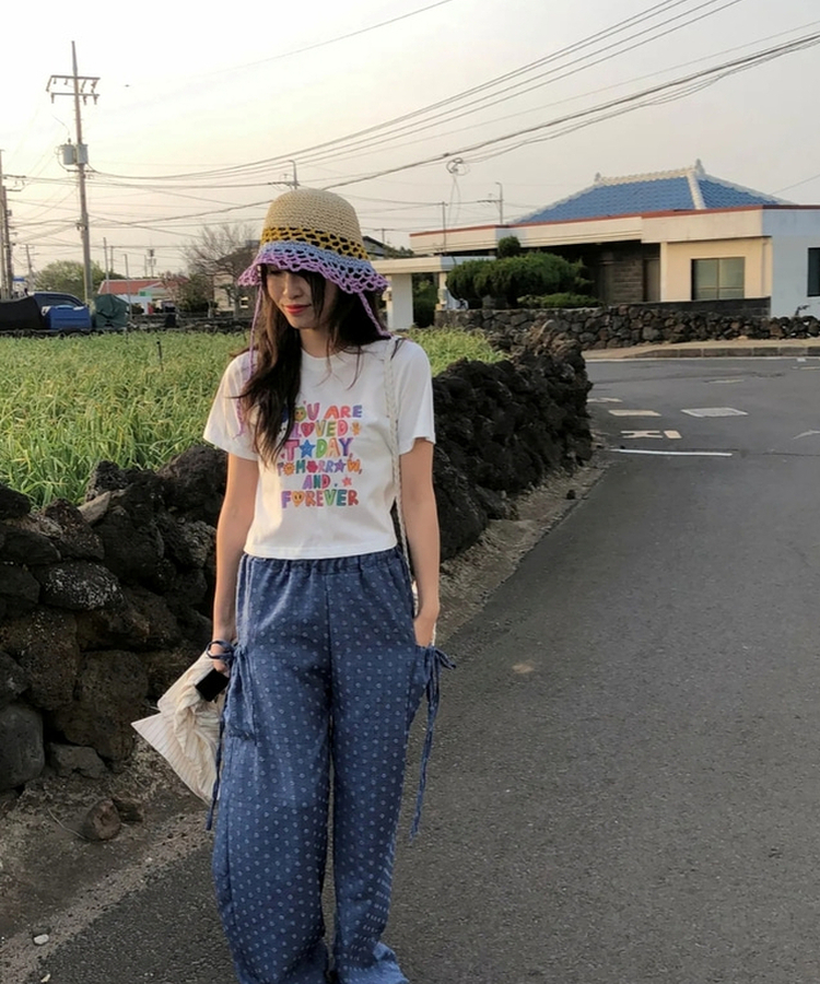 半袖Tシャツ レタリングクロップ半袖Tシャツ