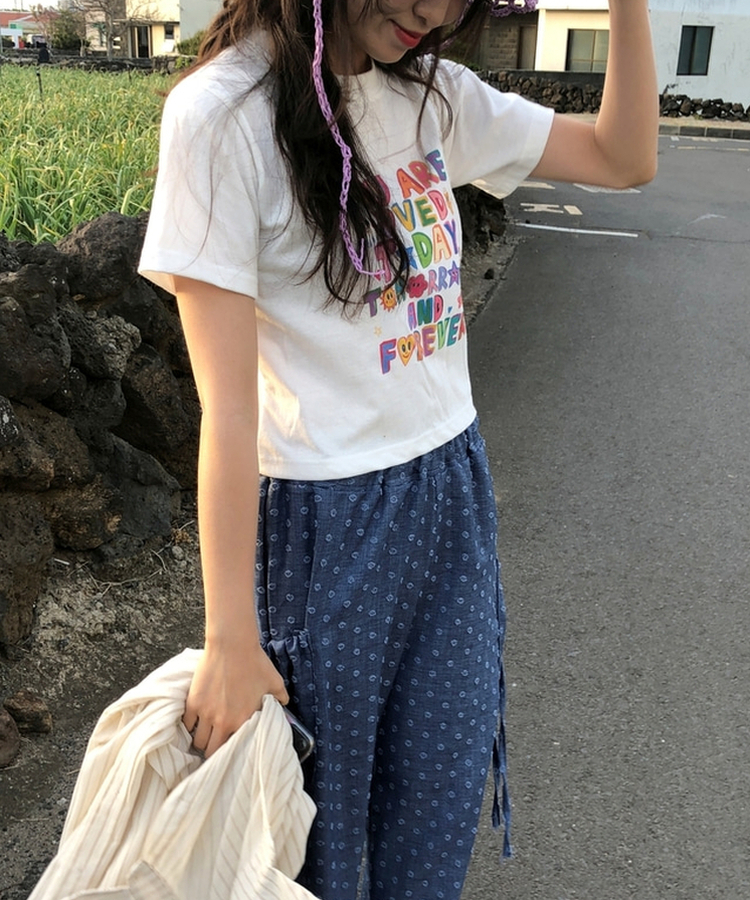 半袖Tシャツ レタリングクロップ半袖Tシャツ