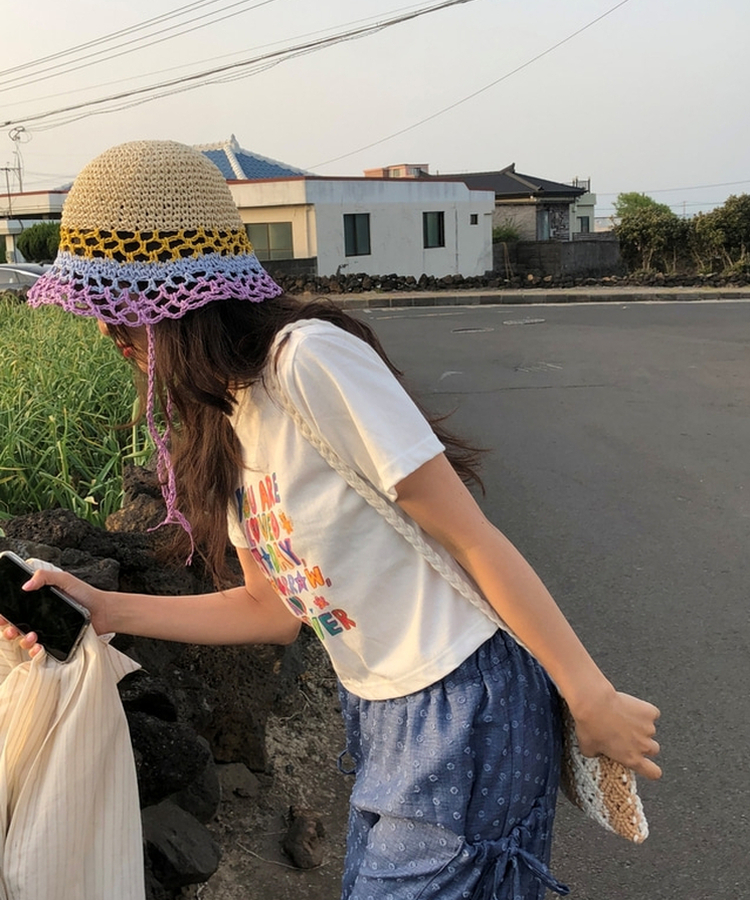 半袖Tシャツ レタリングクロップ半袖Tシャツ