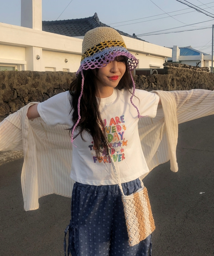 半袖Tシャツ レタリングクロップ半袖Tシャツ