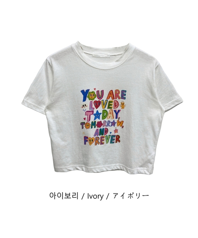 半袖Tシャツ レタリングクロップ半袖Tシャツ