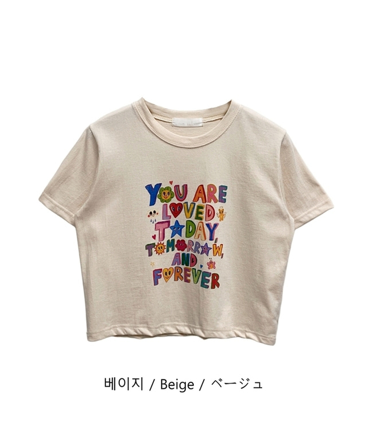 半袖Tシャツ レタリングクロップ半袖Tシャツ