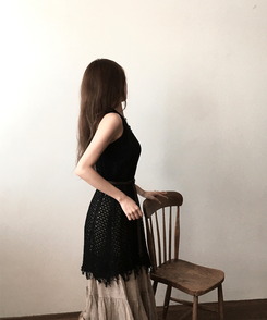 ミニワンピース ボヘミアンフリンジワンピース BLACK