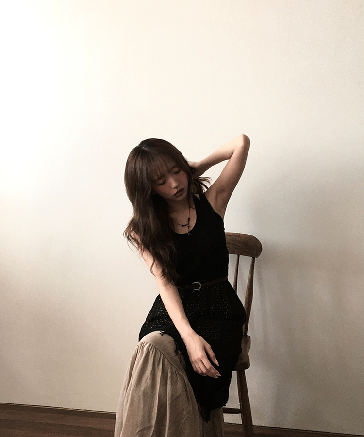 ミニワンピース ボヘミアンフリンジワンピース BLACK