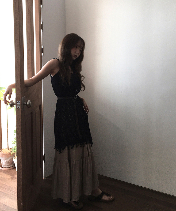 ボヘミアンフリンジワンピース BLACK