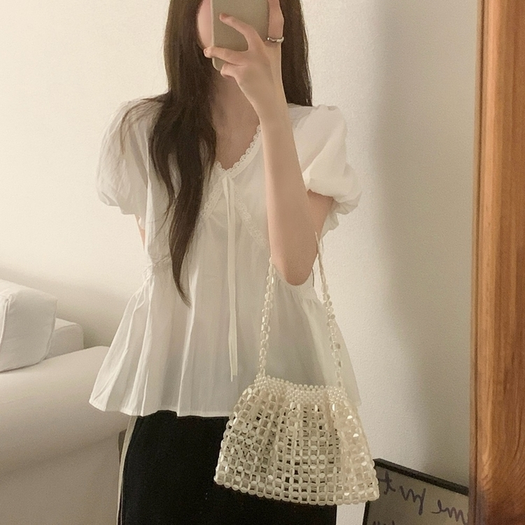 レースバルーンブラウス WHITE