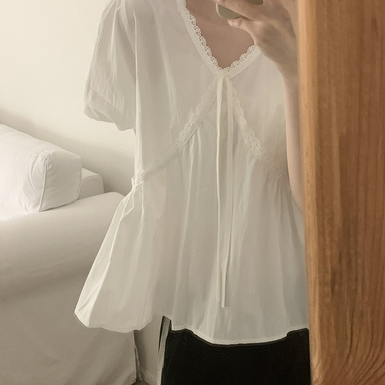 レースバルーンブラウス WHITE