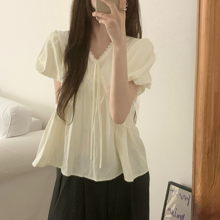 レースバルーンブラウス BEIGE