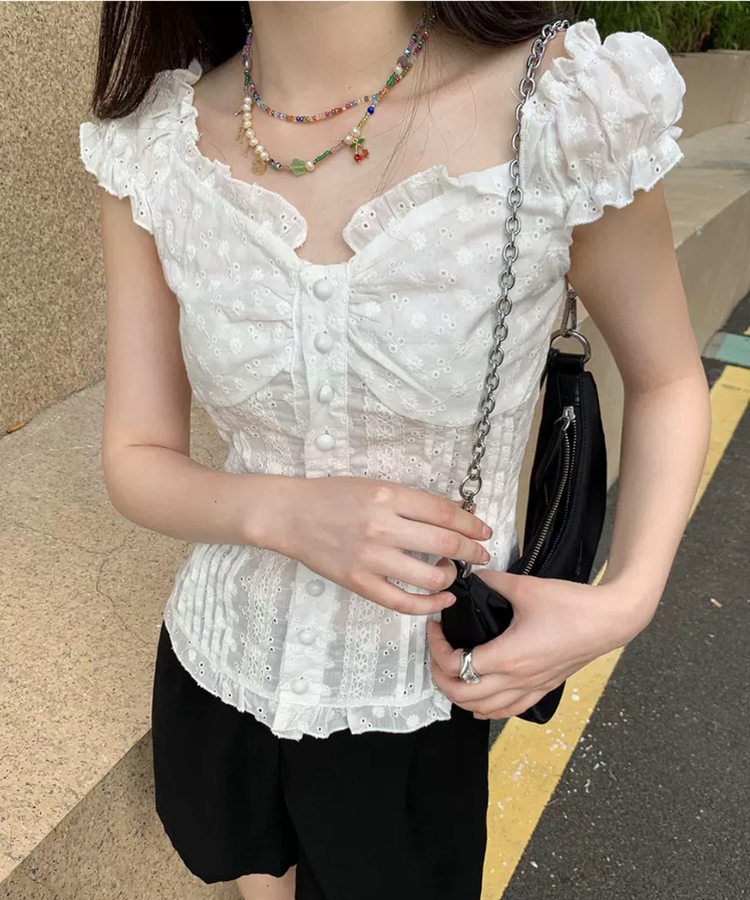 スリムレースブラウス WHITE