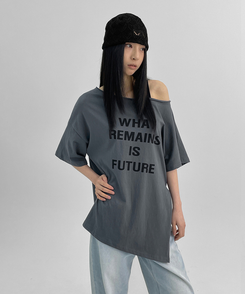 半袖Tシャツ ルーズワンショルダー半袖Tシャツ CHARCOAL