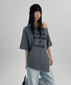 半袖Tシャツ ルーズワンショルダー半袖Tシャツ CHARCOAL