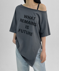 半袖Tシャツ ルーズワンショルダー半袖Tシャツ CHARCOAL