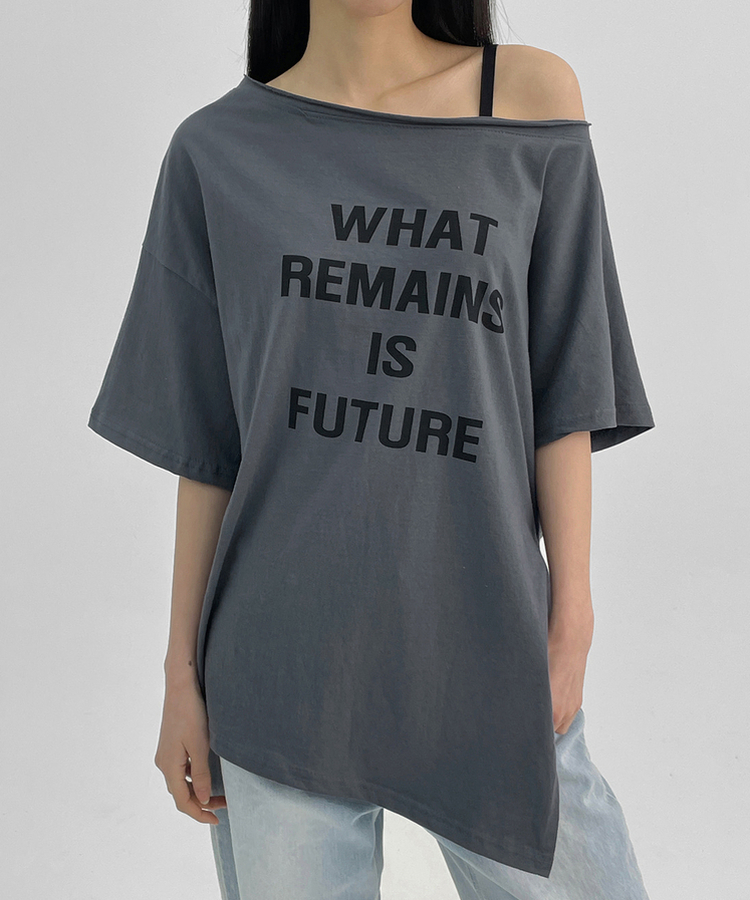 ルーズワンショルダー半袖Tシャツ CHARCOAL