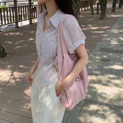 ストライプシースルーバイカラーシャツ PINK