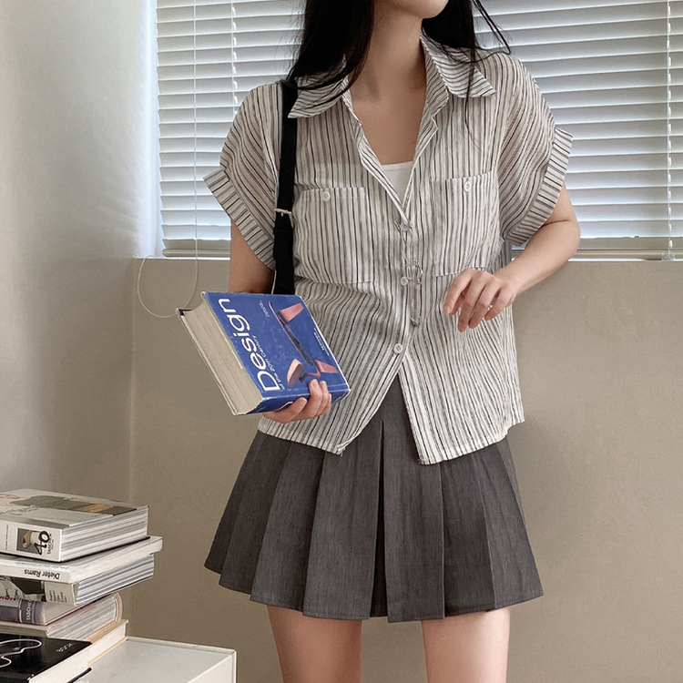 ストライプシースルーバイカラーシャツ IVORY