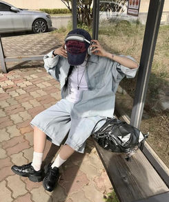 コットンパンツ ワイルドバミューダカーゴパンツ DEEP DENIM