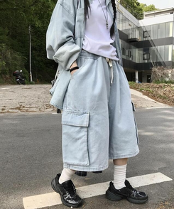コットンパンツ ワイルドバミューダカーゴパンツ DEEP DENIM