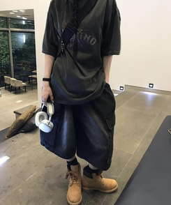 コットンパンツ ワイルドバミューダカーゴパンツ BLACK DENIM